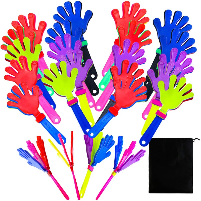 Resinta 24 Pieces Hand Clappers Plastic Noisemaker Noise Makers with Drawstring Bag for Fiesta Party Birthday Favors, 7.5 Inch - Image 2